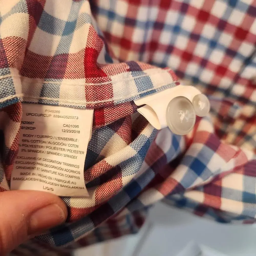 Walls Men's Short-Sleeve Checkered Plaid Button Up Shirt -Size Large